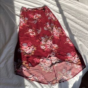 Floral Midi Skirt in Burgundy